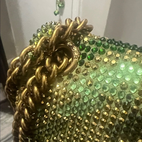 Kurt Geiger Kensington Green Beaded Chain Strap Bag - Picture 6 of 8
